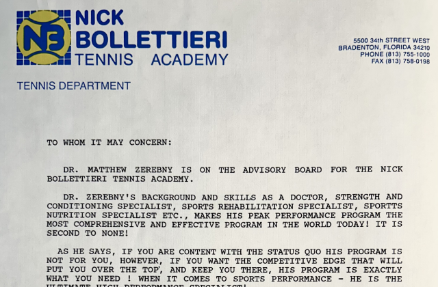 Dr. Matthew and Nick Bollettieri Tennis Academy